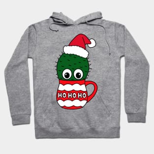 Cute Cactus Design #323: Cactus With A Santa Hat In A Christmas Mug Hoodie